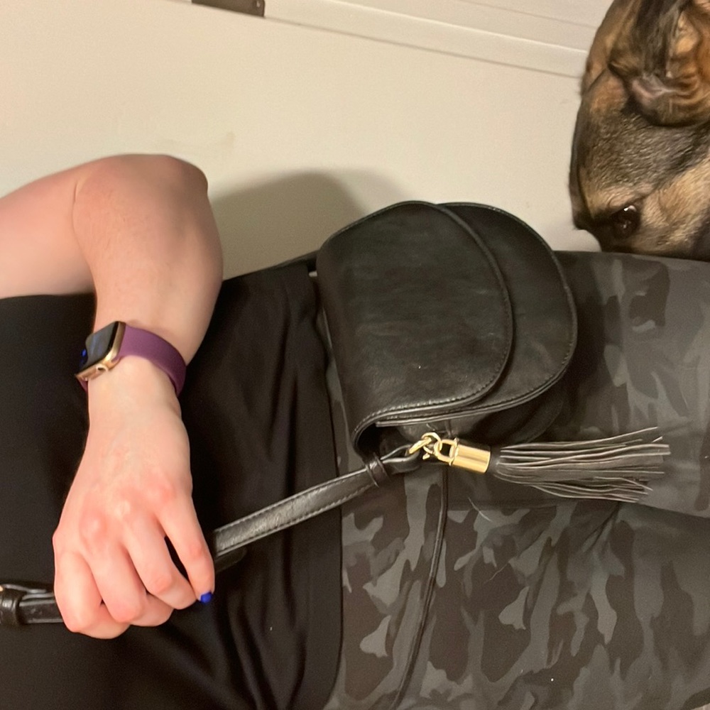 Small black leather purse/clutch